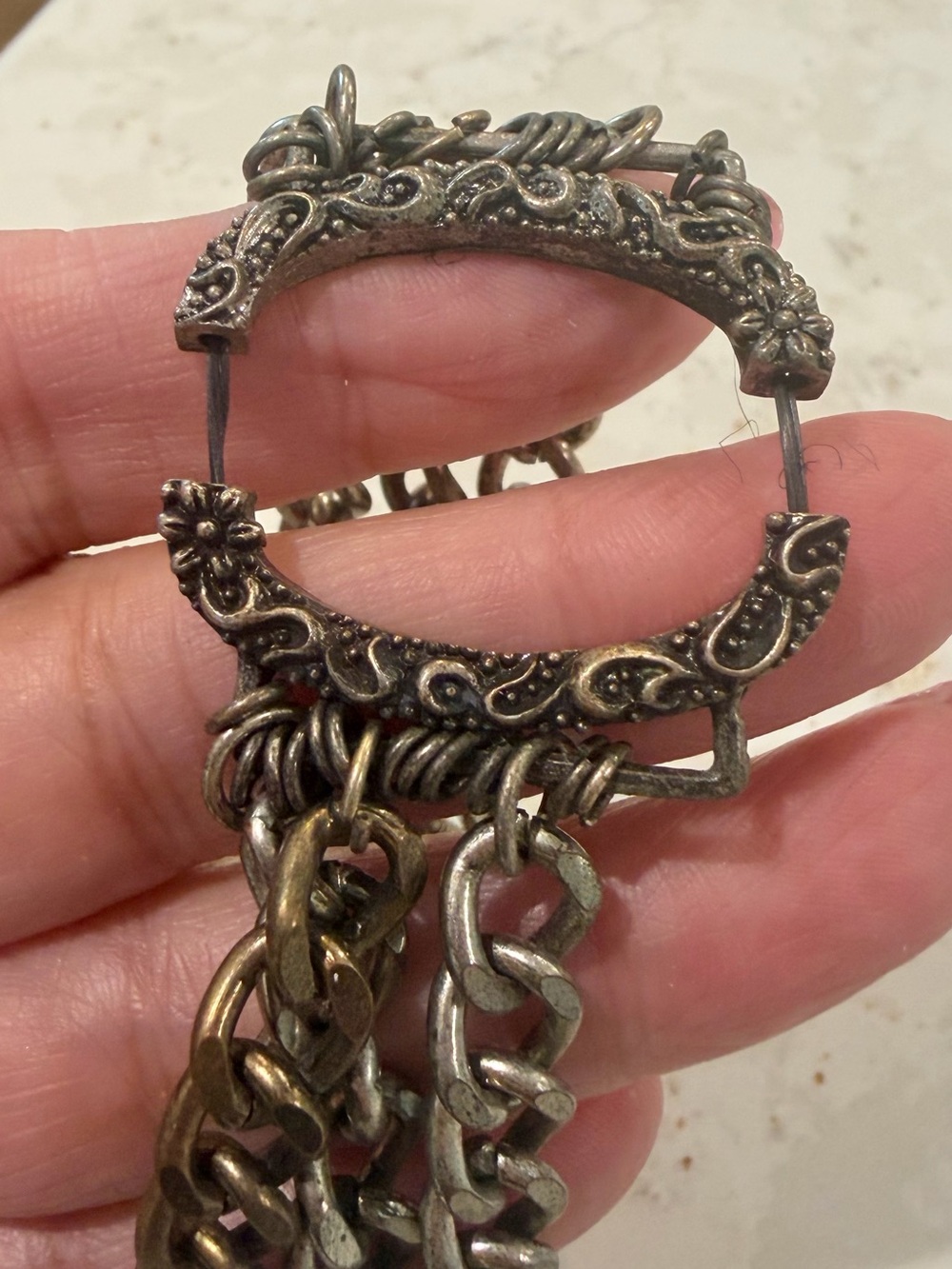 Vintage Western Horsehead Horseshoe Multi Strand Chain Stretch Bracelet Rhinesto - Picture 5 of 6